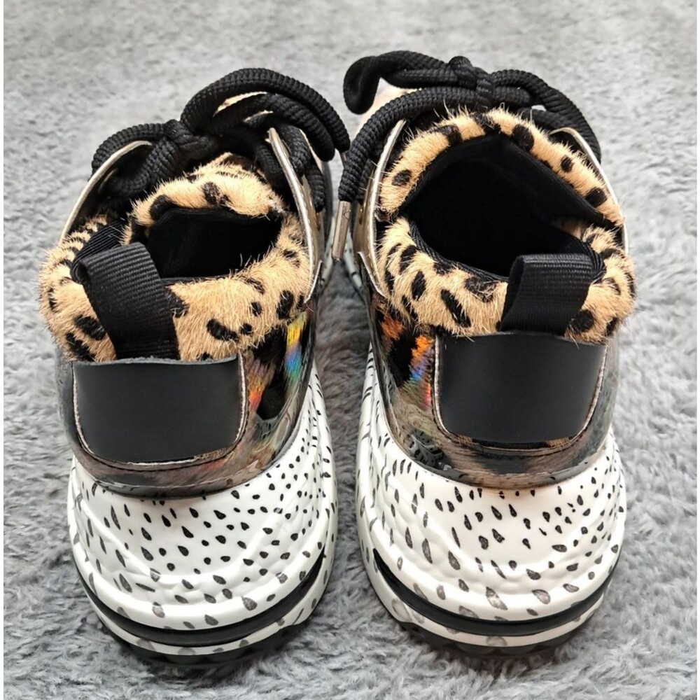 Steve Madden Shoes Women's Size 9.5M Cliff Leopard Print Lace-Up Wedge Sneakers - Picture 7 of 10